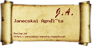 Janecskai Agnéta névjegykártya